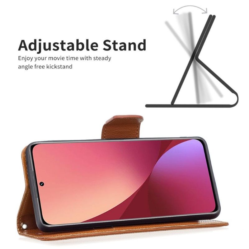 Kožené Pouzdro Folio Na Xiaomi 12 Flipové Pouzdro Efekt Zrnité Kůže
