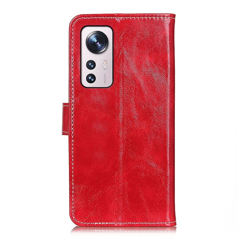 Kožené Pouzdro Na Xiaomi 12 Prošívání S Luxusním Koženým Efektem