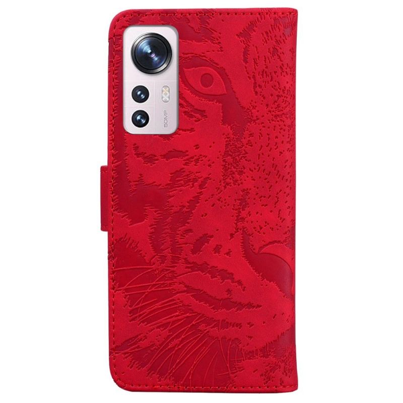 Kožené Pouzdro Na Xiaomi 12 Reliéfní Tygr