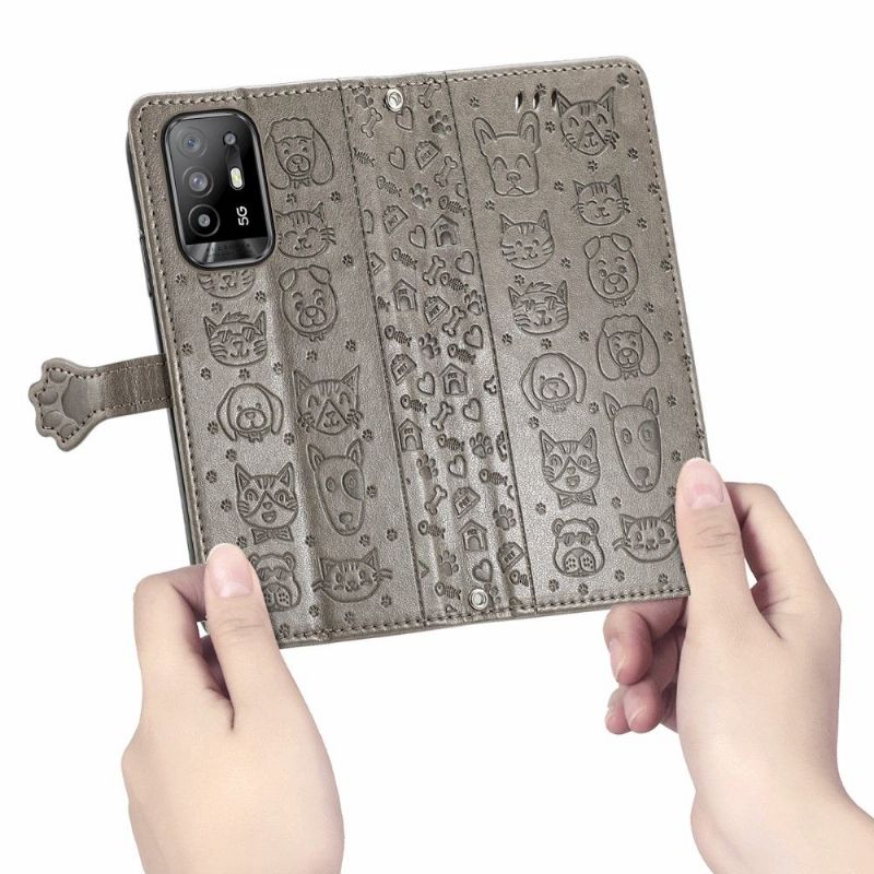 Flipové Pouzdro Na Oppo A94 5G Efekt Reliéfní Kůže Zvířat