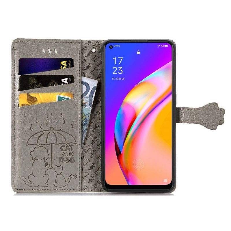 Flipové Pouzdro Na Oppo A94 5G Efekt Reliéfní Kůže Zvířat
