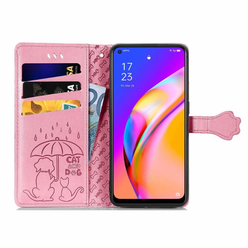 Flipové Pouzdro Na Oppo A94 5G Efekt Reliéfní Kůže Zvířat