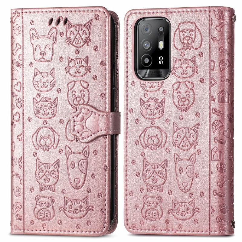 Flipové Pouzdro Na Oppo A94 5G Efekt Reliéfní Kůže Zvířat