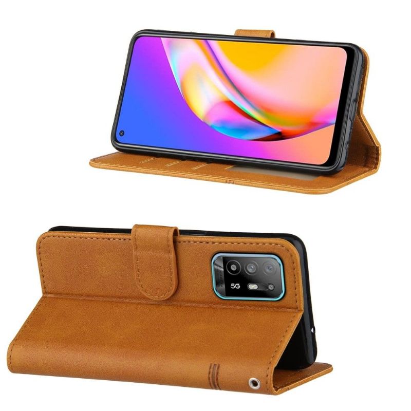 Flipové Pouzdro Na Oppo A94 5G Efektní Linie Kůže
