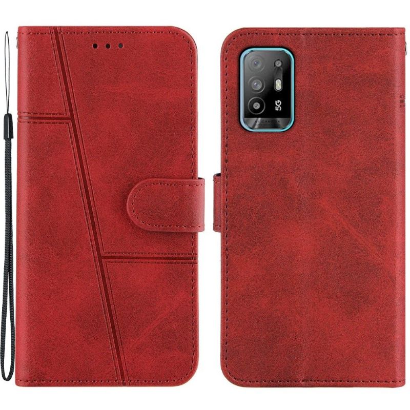 Flipové Pouzdro Na Oppo A94 5G Efektní Linie Kůže