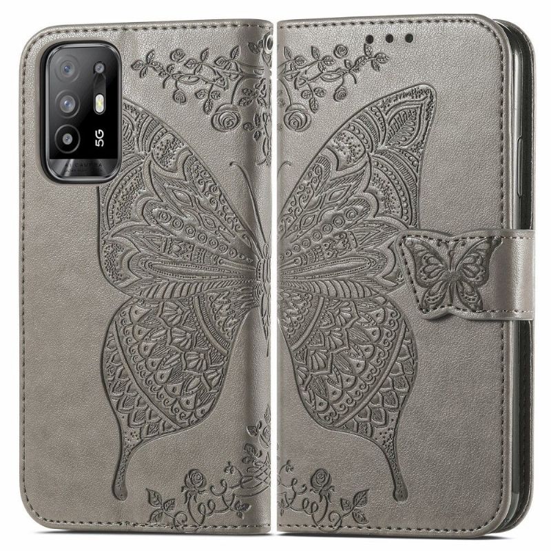 Flipové Pouzdro Na Oppo A94 5G Reliéfní Motýl
