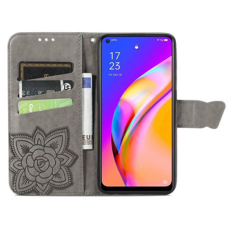 Flipové Pouzdro Na Oppo A94 5G Reliéfní Motýl