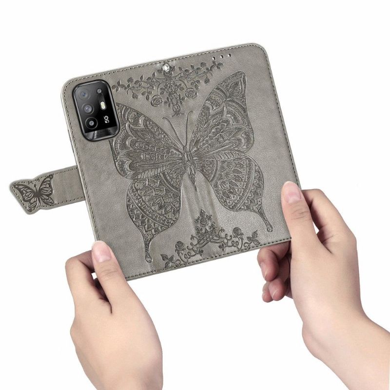 Flipové Pouzdro Na Oppo A94 5G Reliéfní Motýl