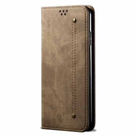 Kožené Pouzdro Folio Motorola Edge 50 Neo Džínová Tkanina