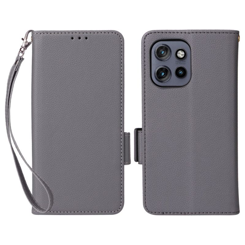 Kožený Kryt Motorola Edge 50 Neo Textura Litchi S Popruhem