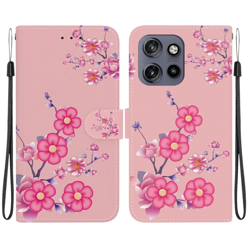 Kožený Kryt Motorola Edge 50 Neo Vzor Sakura