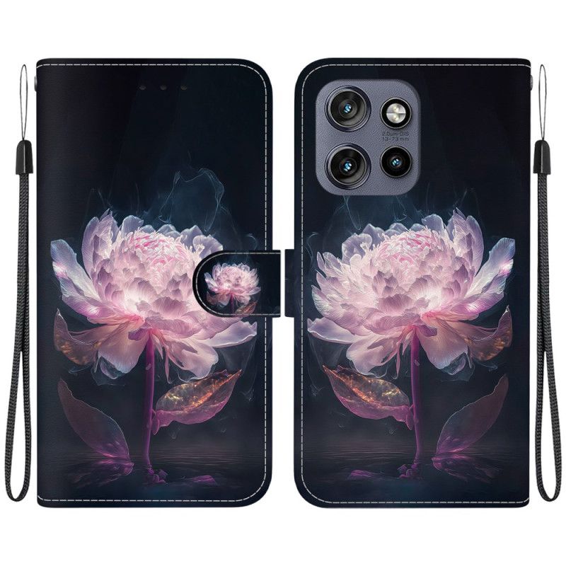 Kožený Kryt Na Motorola Edge 50 Neo Fialová Pivoňka