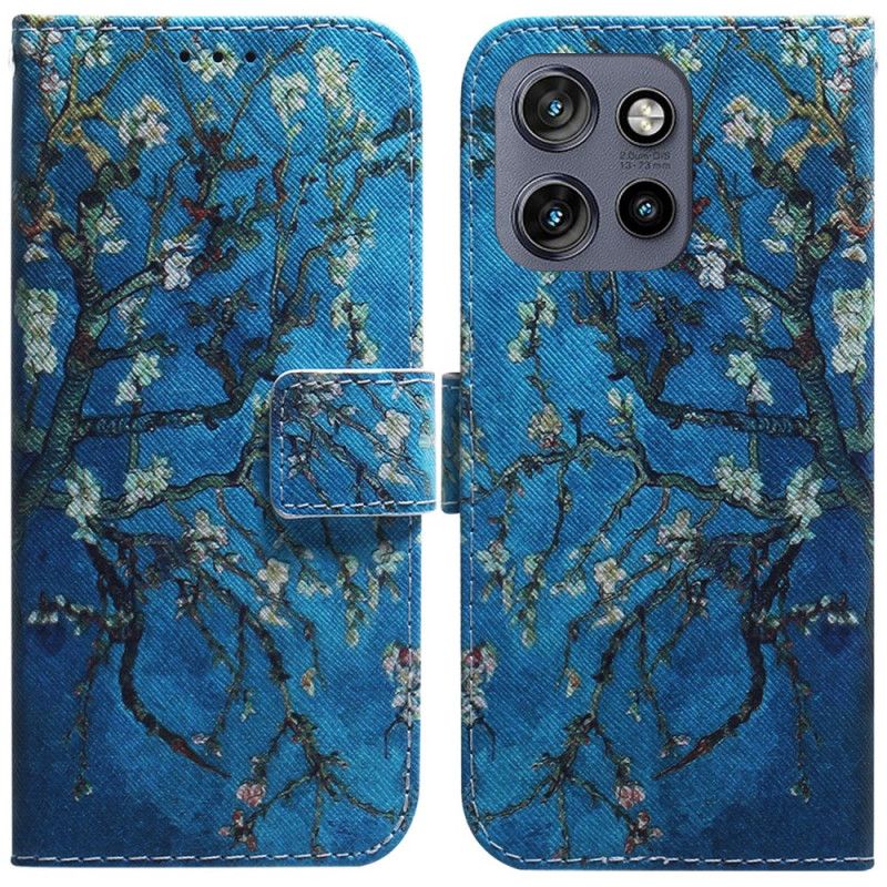 Kožený Kryt Na Motorola Edge 50 Neo Kvetoucí Větve