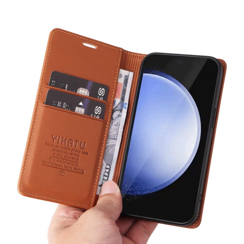 Kožené Pouzdro Folio Na Samsung Galaxy S24 Fe Klasický Yikatu