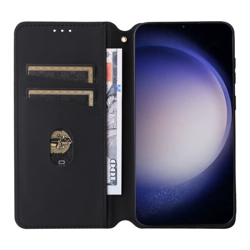 Kožené Pouzdro Folio Samsung Galaxy S24 Fe Diamantový Vzor