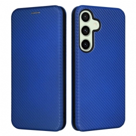 Kožené Pouzdro Folio Samsung Galaxy S24 Fe Textura Uhlíkových Vláken