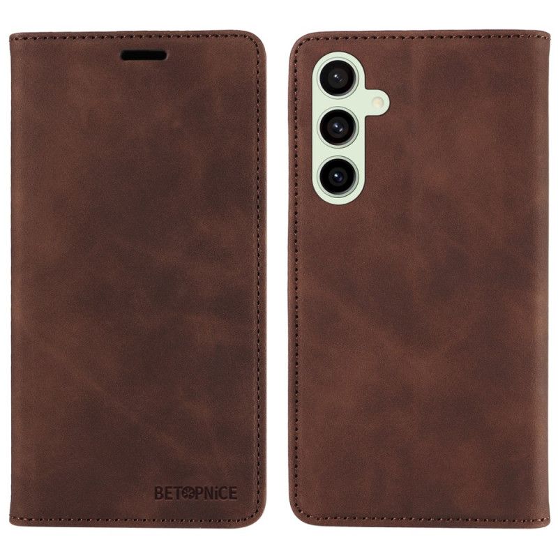 Kožené Pouzdro Samsung Galaxy S24 Fe Technologie Blokování Rfid V Retro Stylu Betopnice