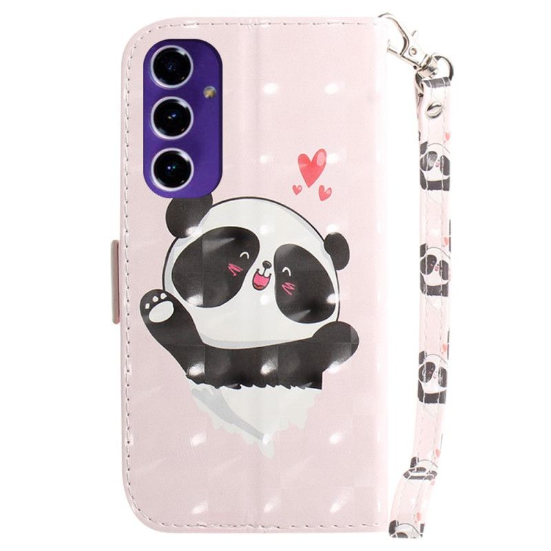 Kožený Kryt Na Samsung Galaxy S24 Fe Panda Love S Popruhem