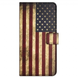 Kožený Kryt Na Samsung Galaxy S24 Fe Vintage Americká Vlajka