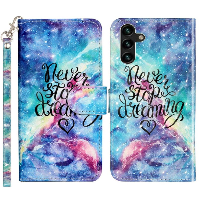 Kožený Kryt Samsung Galaxy S24 Fe Hvězdná Obloha S Popruhem