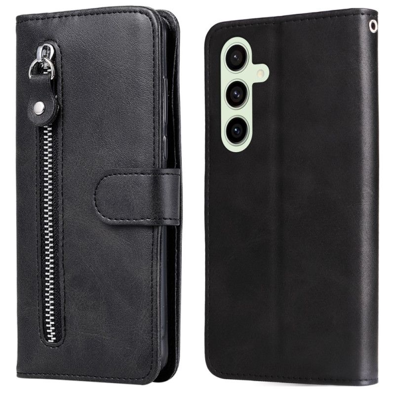 Kožený Kryt Samsung Galaxy S24 Fe Kapsa Na Zip