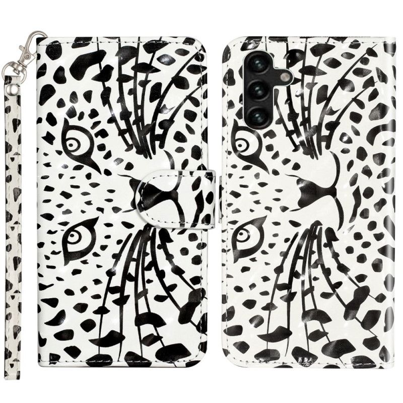 Kožený Kryt Samsung Galaxy S24 Fe Leopardí Hlava S Popruhem