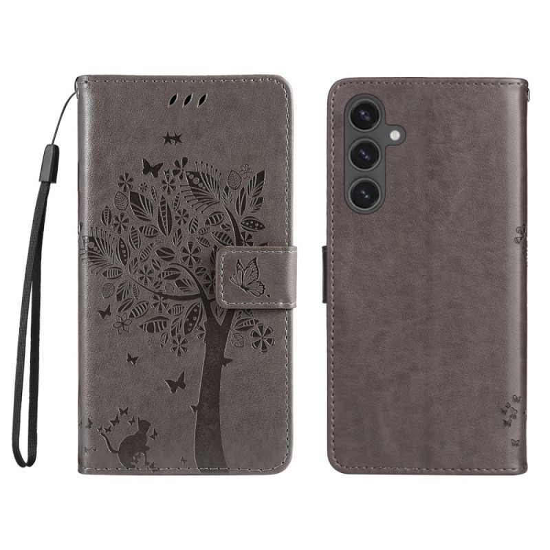 Kožený Kryt Samsung Galaxy S24 Fe Strom A Kočka