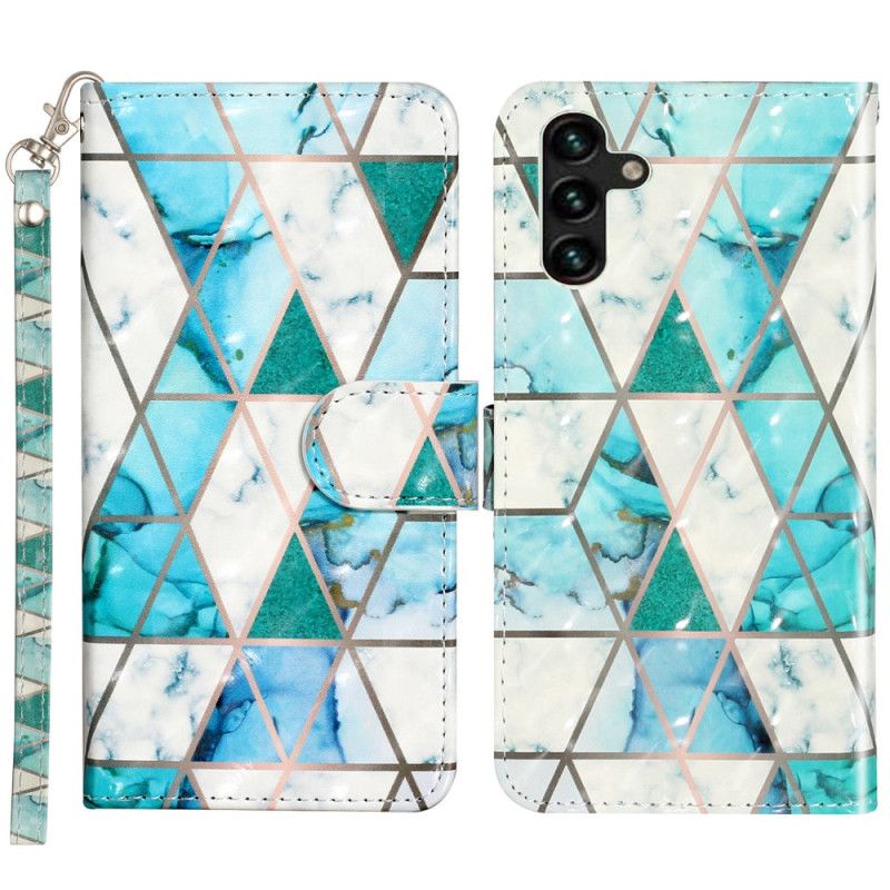 Kožený Kryt Samsung Galaxy S24 Fe Zelený Mramor S Popruhem