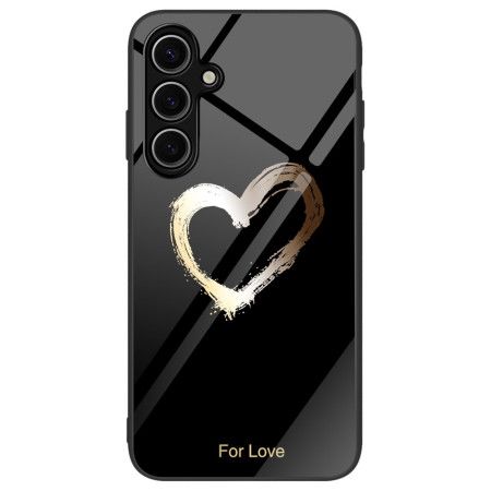 Kryt Na Samsung Galaxy S24 Fe Tvrzené Sklo Srdce Gold Na Černém Pozadí