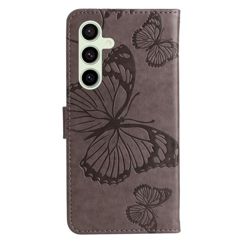 Peněženková Pouzdra Samsung Galaxy S24 Fe Kryty Na Mobil Obří Motýli S Popruhem