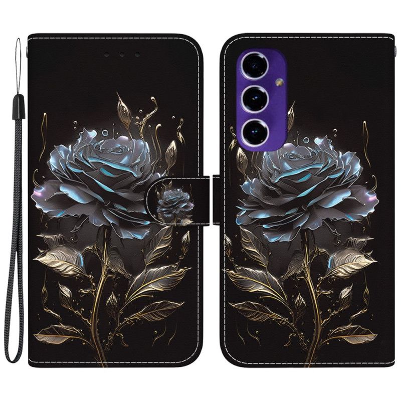Peněženková Pouzdra Samsung Galaxy S24 Fe Kryty Na Mobil Černá Růže S Popruhem