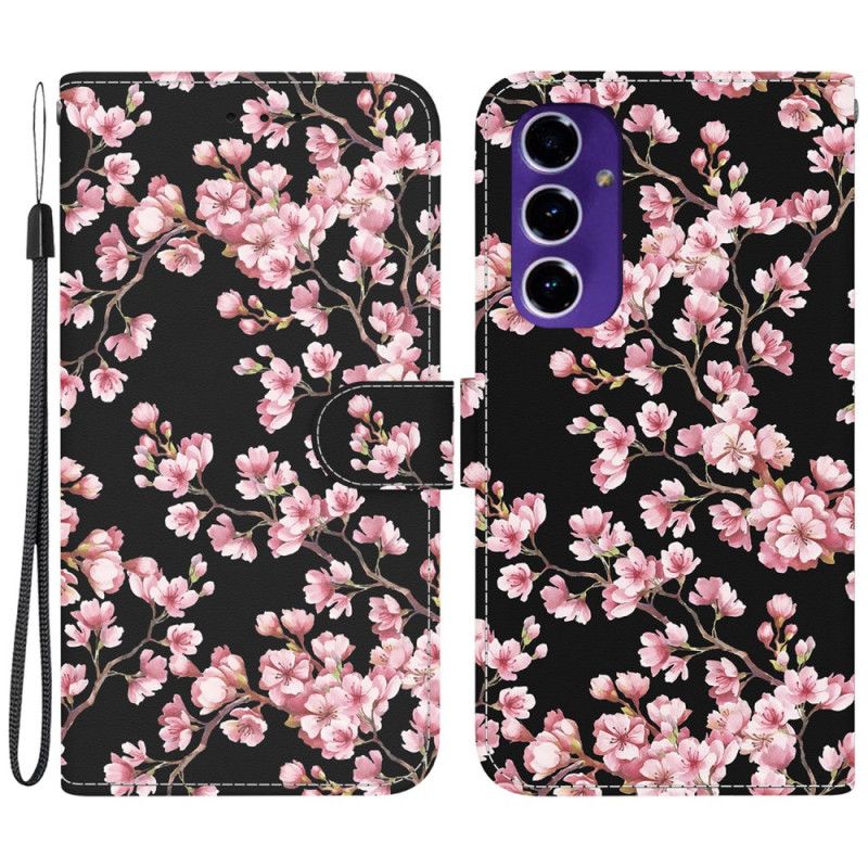 Peněženková Pouzdra Samsung Galaxy S24 Fe Švestkové Květy S Řemínky