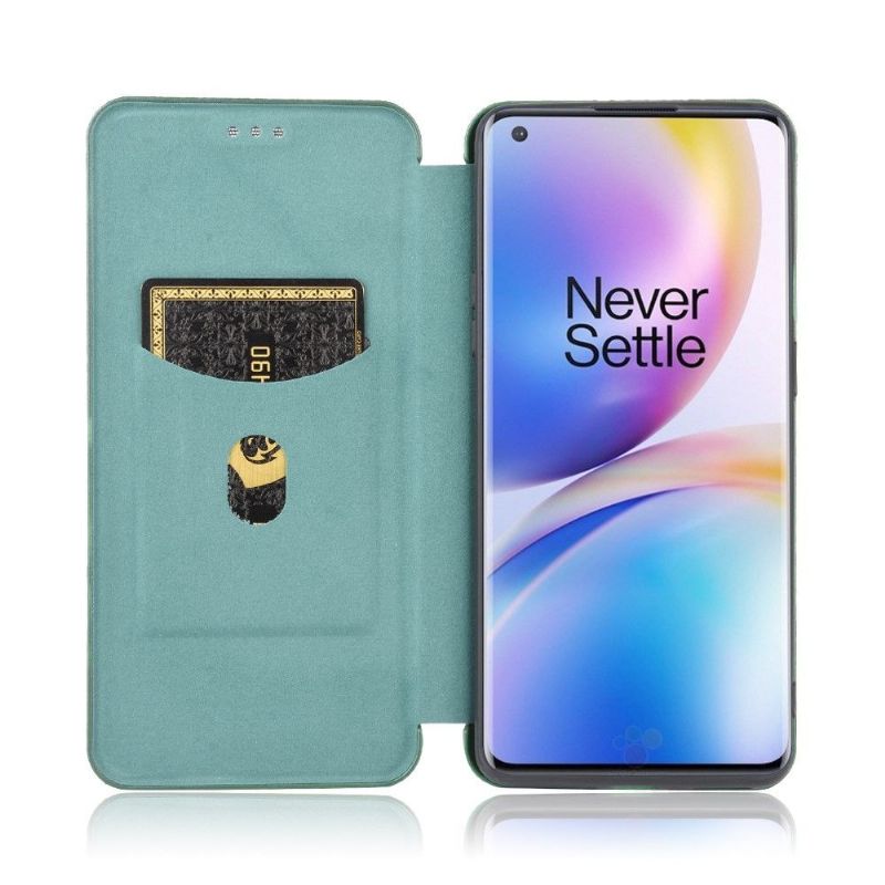Flipové Pouzdro Na OnePlus 8 Pro Efekt Uhlíkových Vláken - Zelená