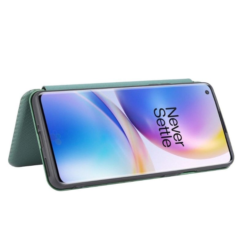 Flipové Pouzdro Na OnePlus 8 Pro Efekt Uhlíkových Vláken - Zelená