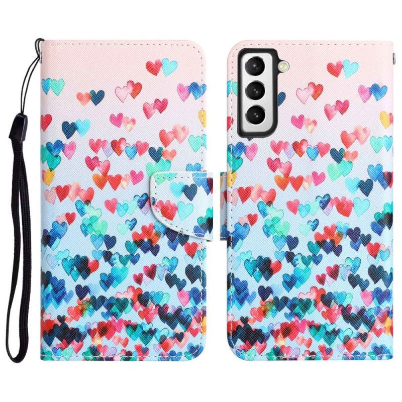 Flipové Pouzdro Na Samsung Galaxy S23 Plus 5G Na Lana Pouze Strappy Hearts