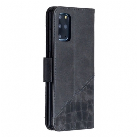 Flipové Pouzdro Na Samsung Galaxy S20 Plus Kožený Efekt Croc Aspect