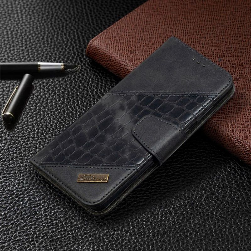 Flipové Pouzdro Na Samsung Galaxy S20 Plus Kožený Efekt Croc Aspect