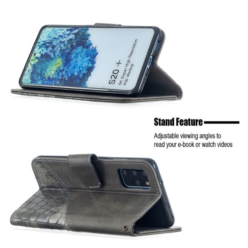 Flipové Pouzdro Na Samsung Galaxy S20 Plus Kožený Efekt Croc Aspect