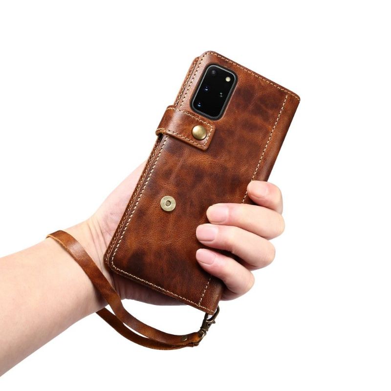 Flipové Pouzdro Na Samsung Galaxy S20 Plus Rukojeť Z Pravé Kůže