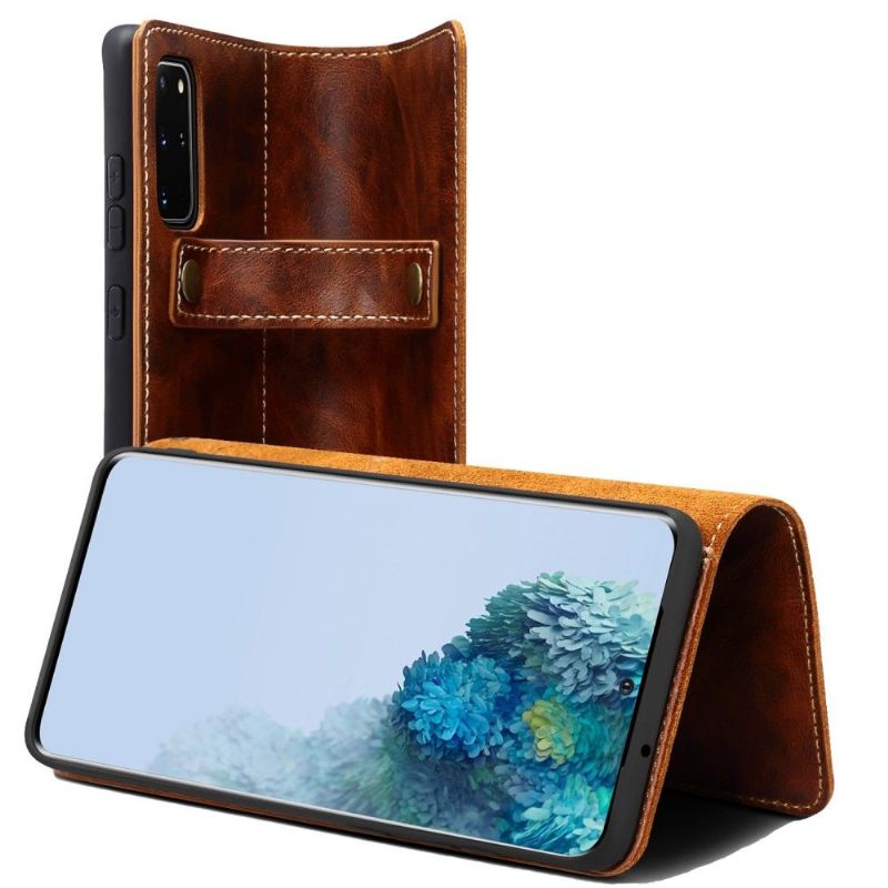 Flipové Pouzdro Na Samsung Galaxy S20 Plus Rukojeť Z Pravé Kůže