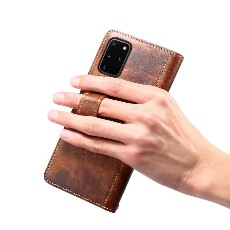 Flipové Pouzdro Na Samsung Galaxy S20 Plus Rukojeť Z Pravé Kůže