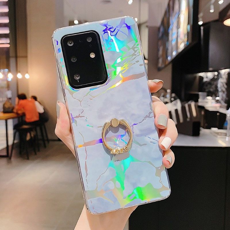 Kryt Na Samsung Galaxy S20 Plus Kovový Mramor S Prstenem
