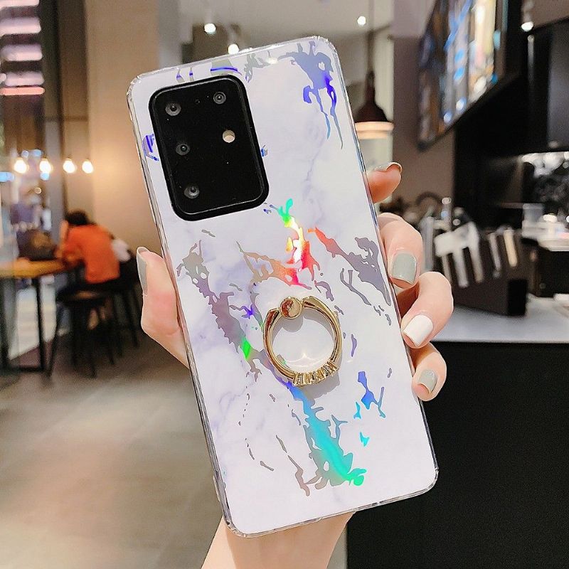 Kryt Na Samsung Galaxy S20 Plus Kovový Mramor S Prstenem