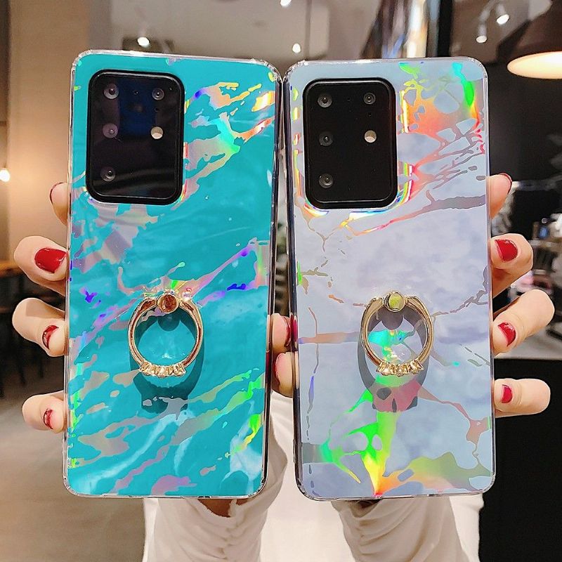 Kryt Na Samsung Galaxy S20 Plus Kovový Mramor S Prstenem