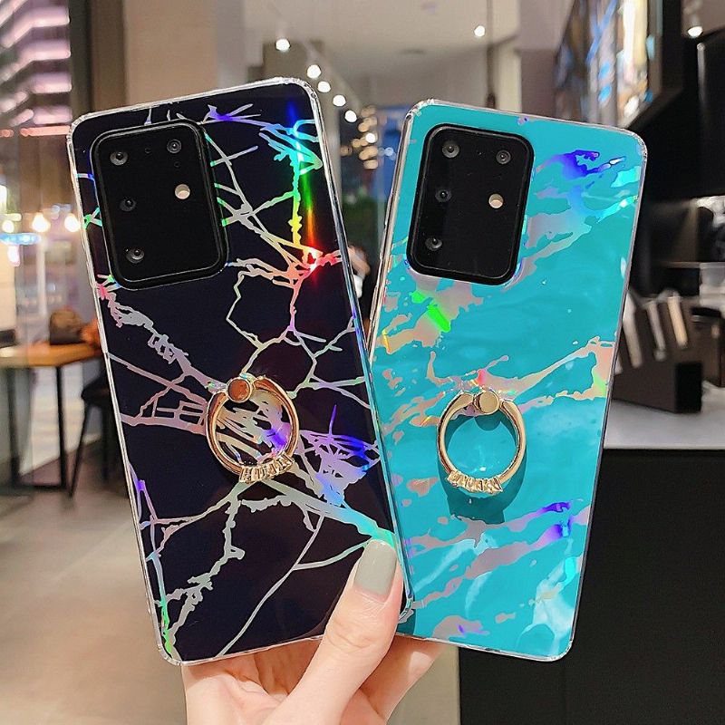Kryt Na Samsung Galaxy S20 Plus Kovový Mramor S Prstenem