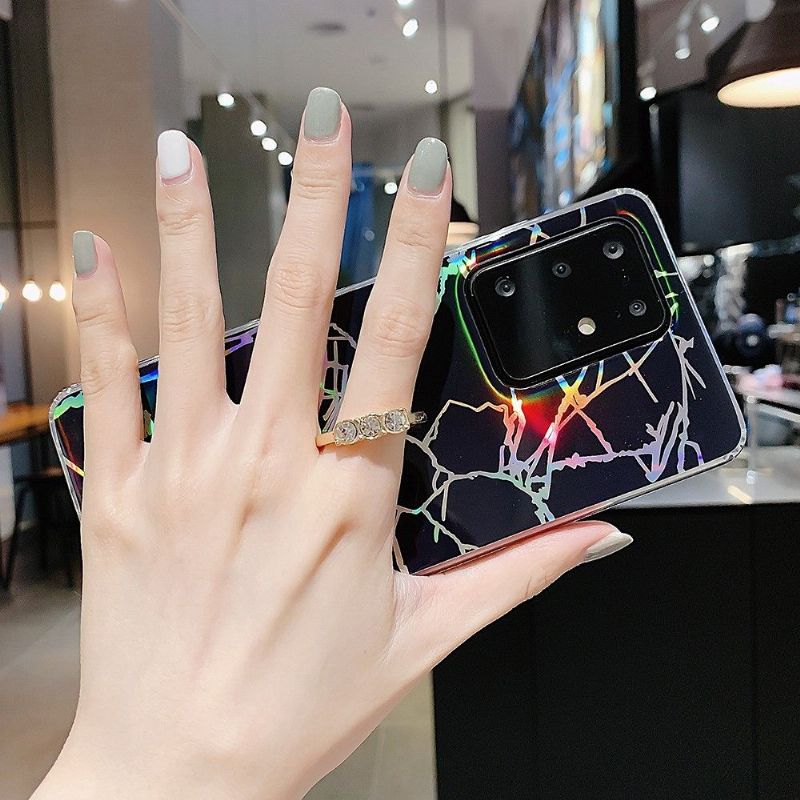 Kryt Na Samsung Galaxy S20 Plus Kovový Mramor S Prstenem