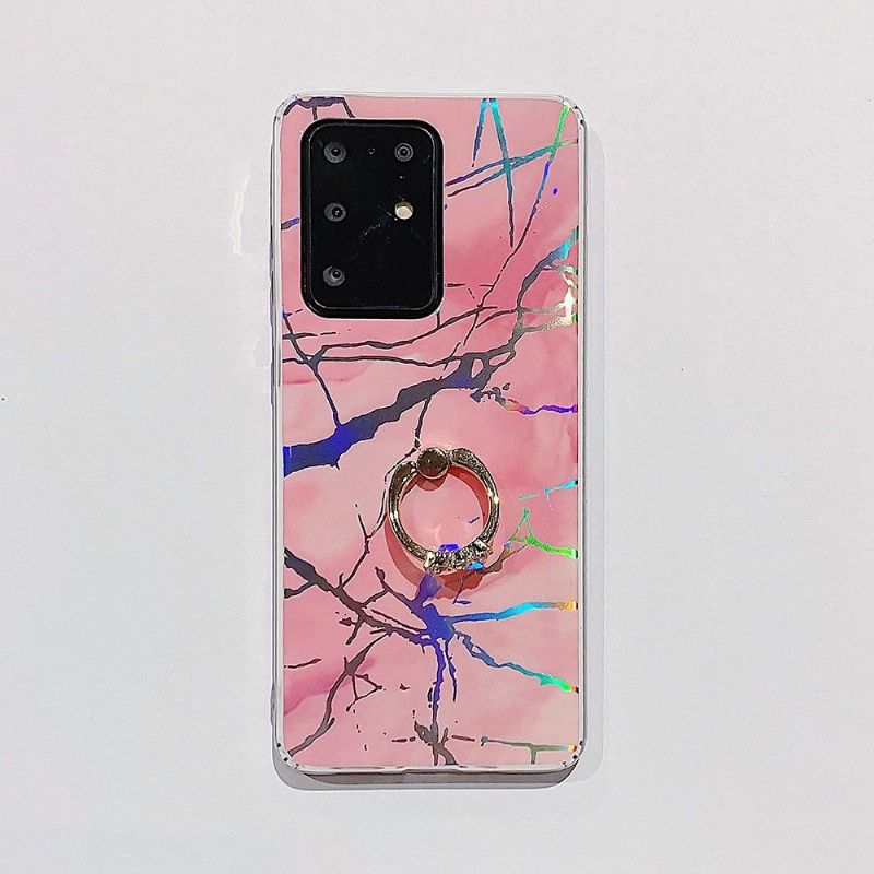 Kryt Na Samsung Galaxy S20 Plus Kovový Mramor S Prstenem