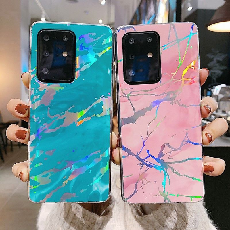 Kryt Na Samsung Galaxy S20 Plus Mramor S Kovovým Efektem