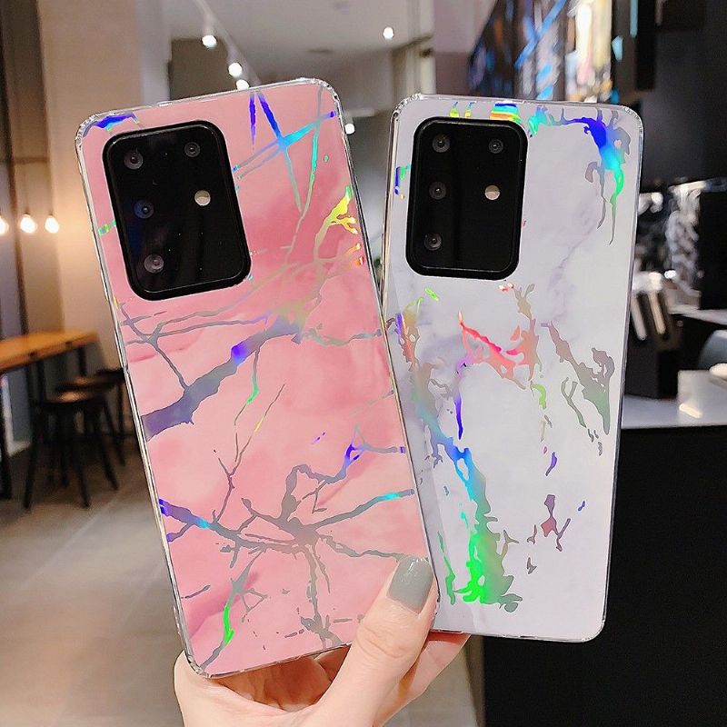Kryt Na Samsung Galaxy S20 Plus Mramor S Kovovým Efektem