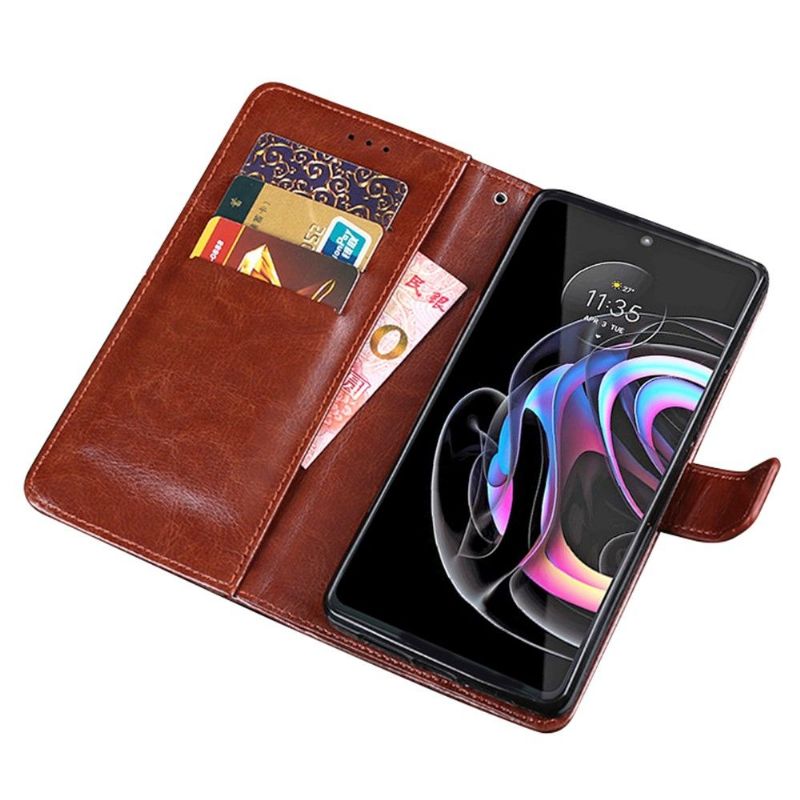 Flipové Pouzdro Na Motorola Edge 20 Pro Kožené Pouzdro Kožený Efekt Idewei Folio